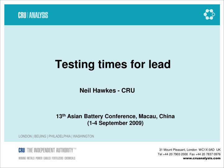 testing times for lead