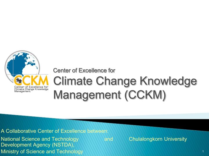 center of excellence for climate change knowledge management cckm