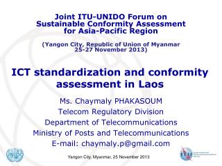 ICT standardization and conformity assessment in Laos