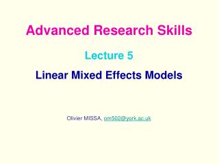 Lecture 5 Linear Mixed Effects Models