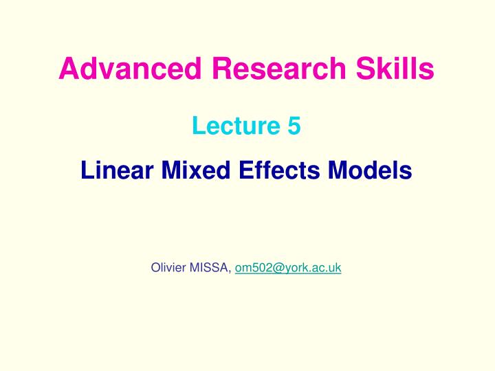 lecture 5 linear mixed effects models