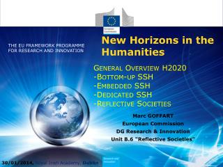 General Overview H2020 - Bottom -up SSH -Embedded SSH - Dedicated SSH - Reflective Societies