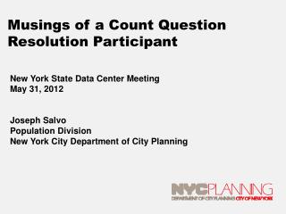 Musings of a Count Question Resolution Participant
