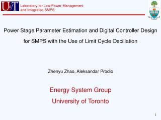Energy System Group University of Toronto
