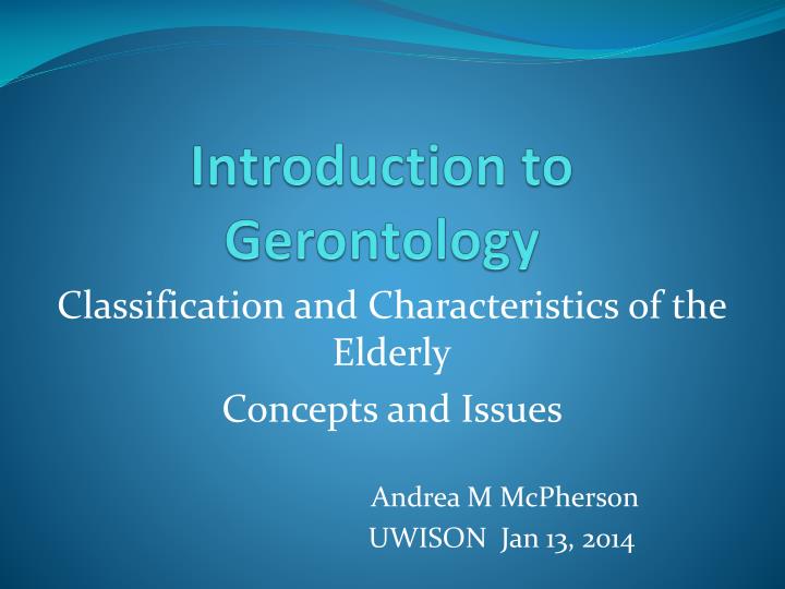 introduction to gerontology