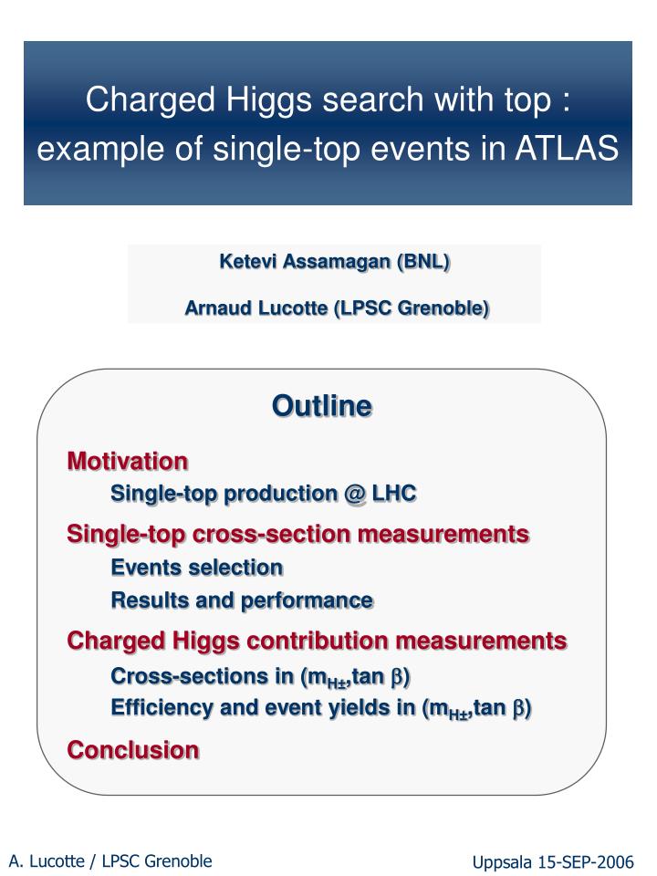 charged higgs search with top example of single top events in atlas