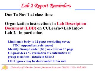 Due Tu Nov 1 at class time Organization instructions in Lab Description