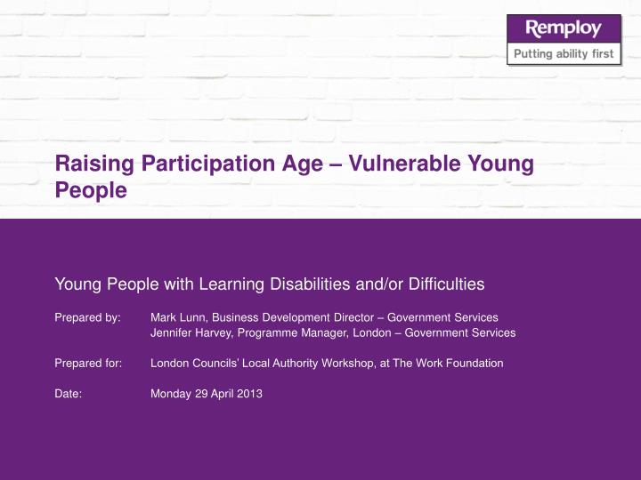raising participation age vulnerable young people