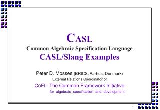 C ASL Common Algebraic Specification Language CASL/Slang Examples