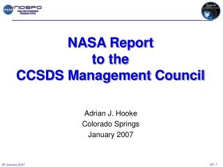NASA Report to the CCSDS Management Council