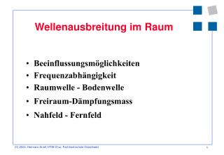 wellenausbreitung im raum