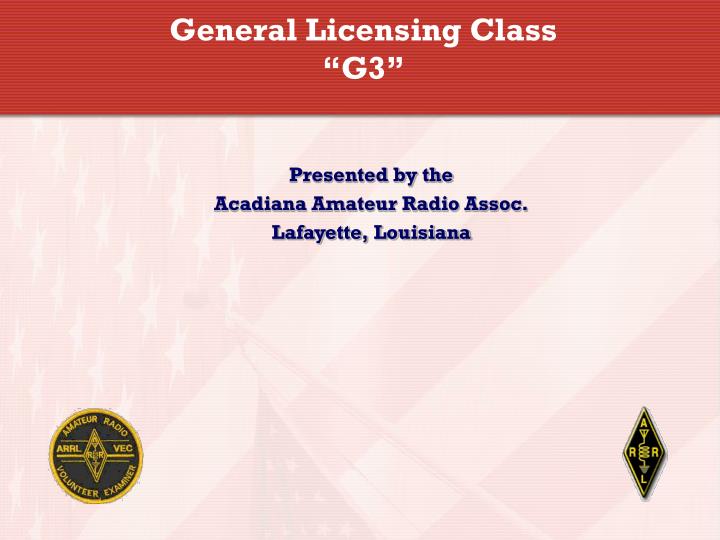 general licensing class g3