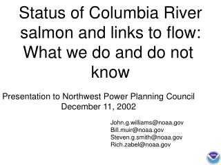 Status of Columbia River salmon and links to flow: What we do and do not know