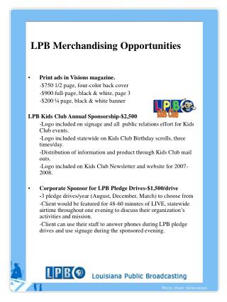 LPB Merchandising Opportunities