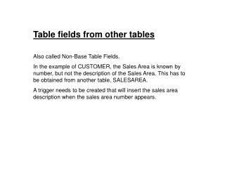 Table fields from other tables Also called Non-Base Table Fields.