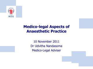 Medico-legal Aspects of Anaesthetic Practice