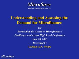 Understanding and Assessing the Demand for Microfinance