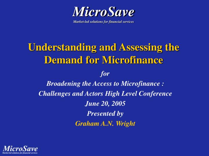 understanding and assessing the demand for microfinance