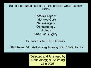 Some interesting aspects on the original websites from Exams Plastic Surgery Intensive Care