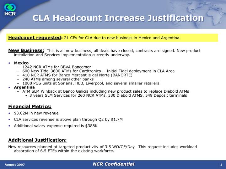 cla headcount increase justification