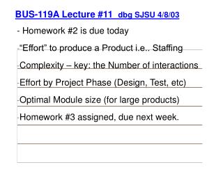 BUS-119A Lecture #11 dbg SJSU 4/8/03