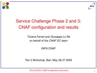 Service Challenge Phase 2 and 3: CNAF configuration and results