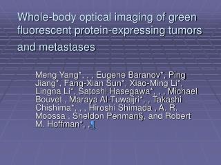 Whole-body optical imaging of green fluorescent protein-expressing tumors and metastases