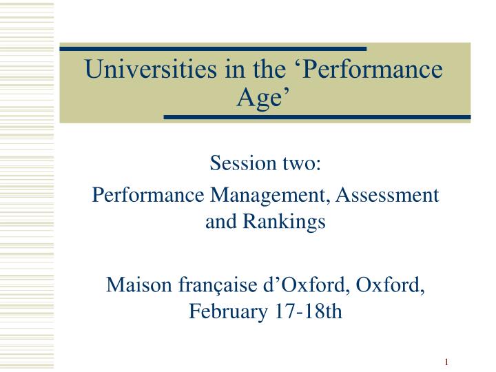 universities in the performance age