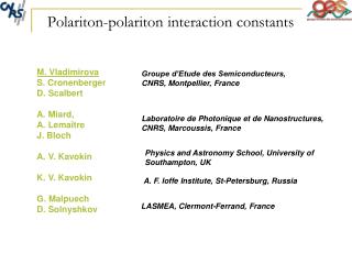 Polariton-polariton interaction constants