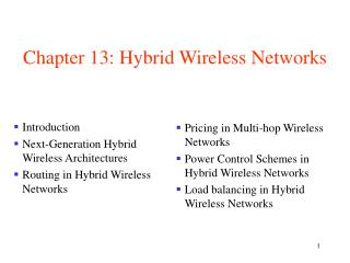 Chapter 13: Hybrid Wireless Networks