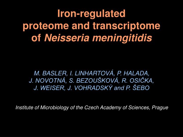 iron regulated proteome and transcriptome of neisseria meningitidis