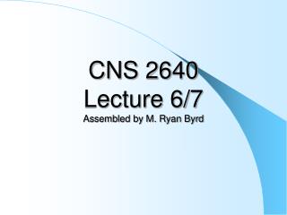 CNS 2640 Lecture 6/7 Assembled by M. Ryan Byrd