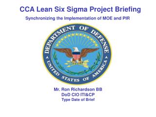 Mr. Ron Richardson BB DoD CIO ITI&amp;CP Type Date of Brief