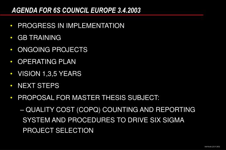 agenda for 6s council europe 3 4 2003