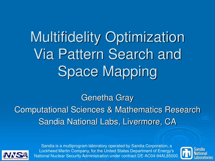 multifidelity optimization via pattern search and space mapping
