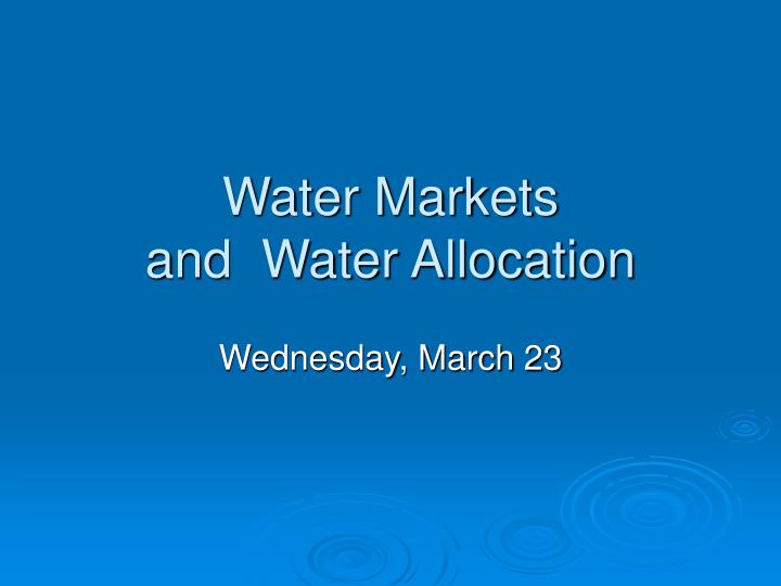 water markets and water allocation