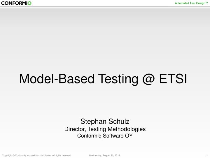 model based testing @ etsi