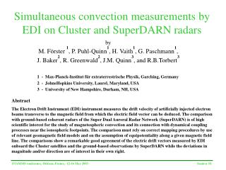 Simultaneous convection measurements by EDI on Cluster and SuperDARN radars