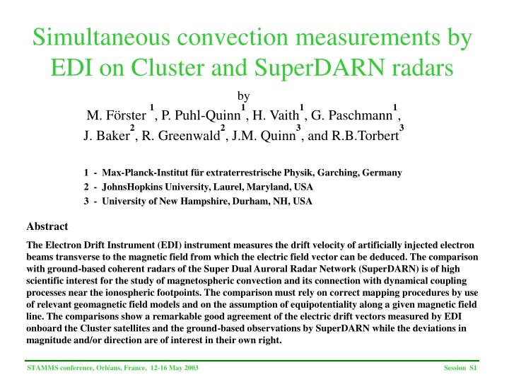 simultaneous convection measurements by edi on cluster and superdarn radars