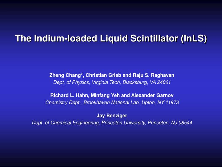the indium loaded liquid scintillator inls