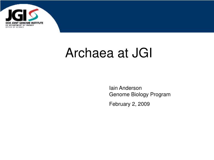 archaea at jgi