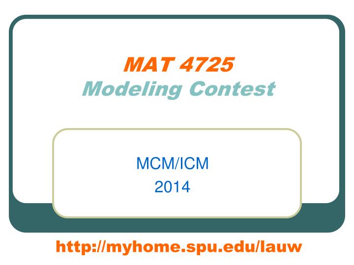 mat 4725 modeling contest