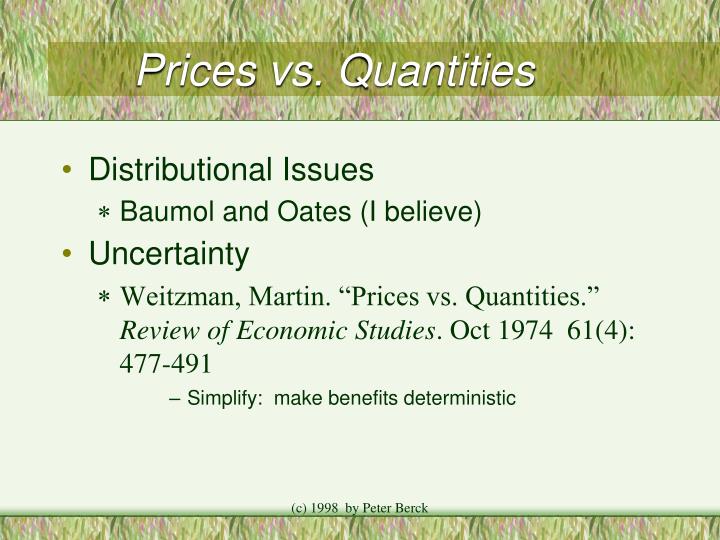 prices vs quantities