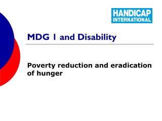 MDG 1 and Disability