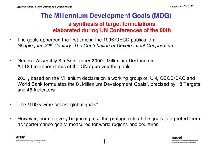 the millennium development goals mdg