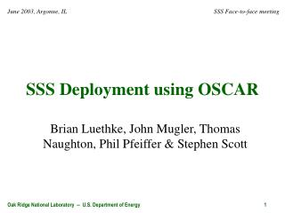 SSS Deployment using OSCAR