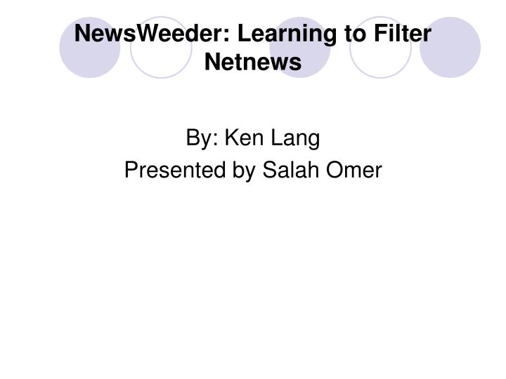 newsweeder learning to filter netnews