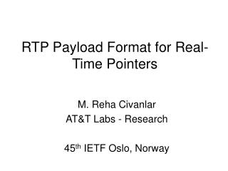 RTP Payload Format for Real-Time Pointers