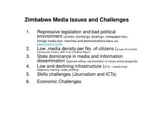 Zimbabwe Media Issues and Challenges