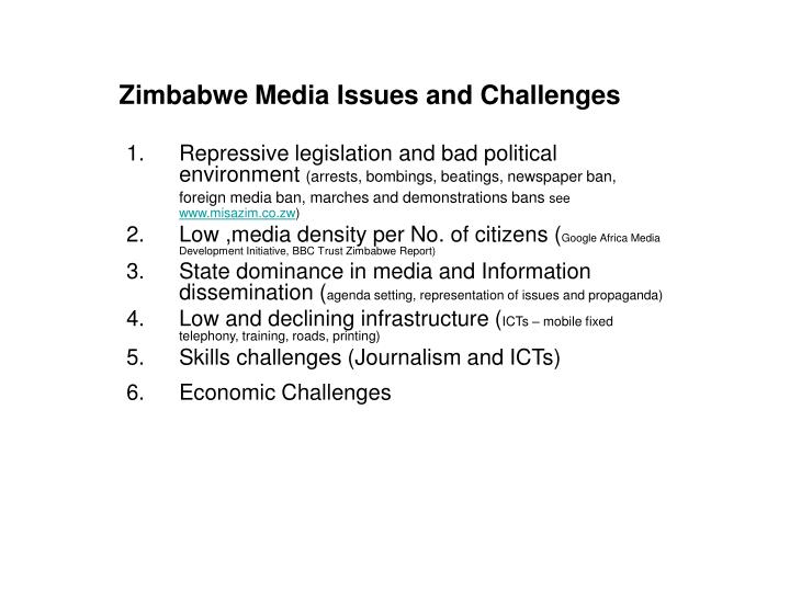 zimbabwe media issues and challenges